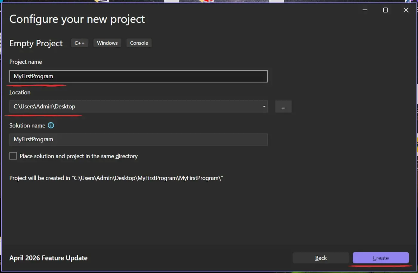Новий проєкт у Visual Studio