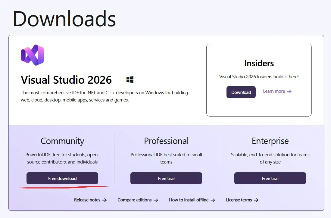 Завантаження Visual Studio Community