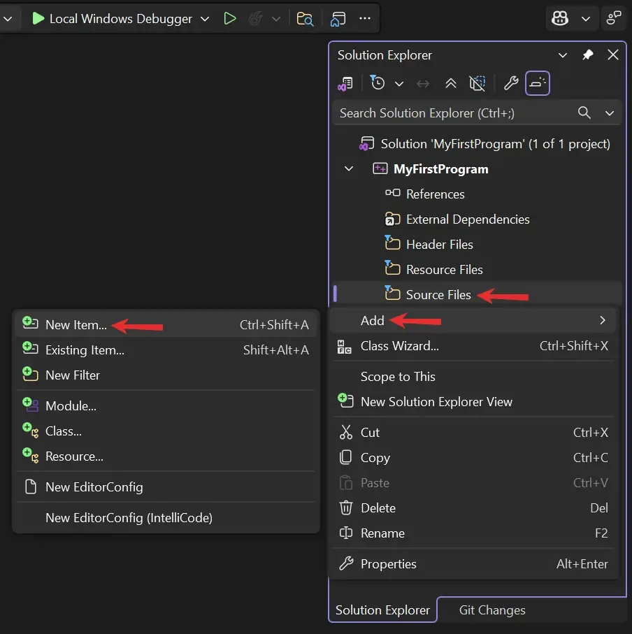 Створення нового файлу в Visual Studio